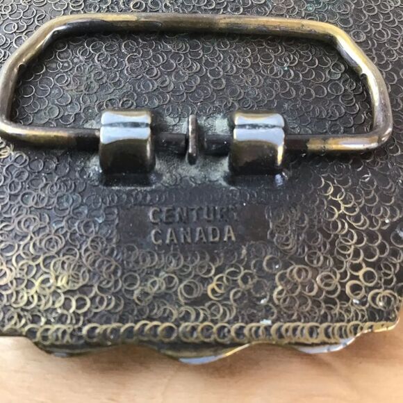 Vintage western EQUESTRIAN metal buckle belt Century Canada Pony Express cowboy - Picture 5 of 10